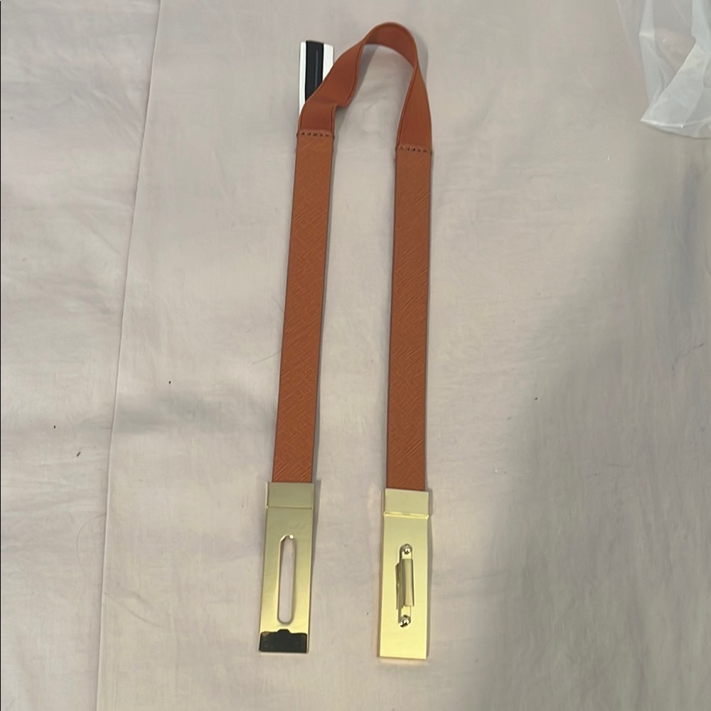 Tan Leather Belt with Gold Buckle